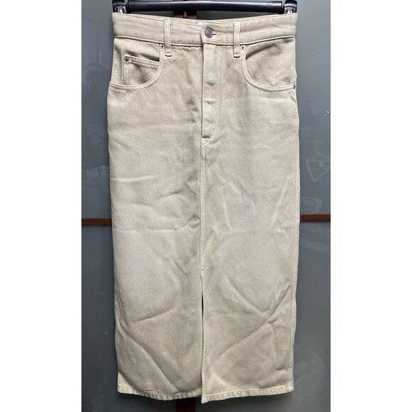 ISABEL MARANT ETOILE Ecru Beige TILAURIA Soft Denim Jean Midi Pencil Skirt Sz 34
